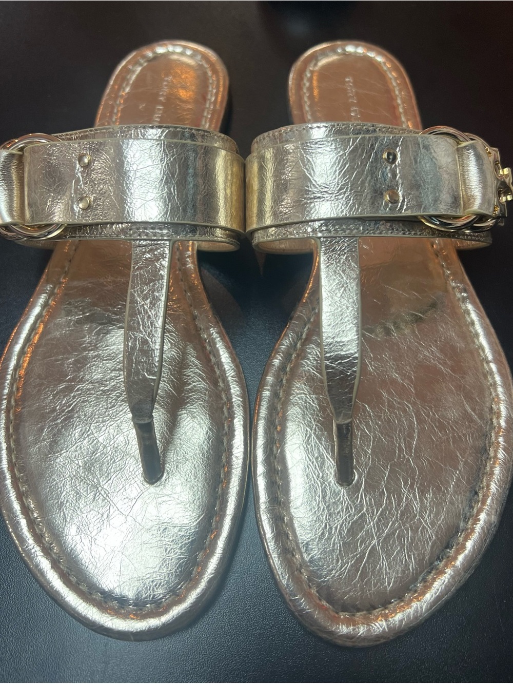 Tory Burch Metallic Gold Women’s Thong Sandals - Sleek Slip-On Style